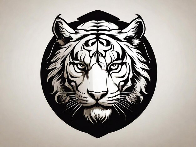 Zdjęcie siluweta głowy tygrysa mitologia logo monochromatyczny styl projektowania ilustracja dzieła sztuki ikona głowica tygrysa projekt logo