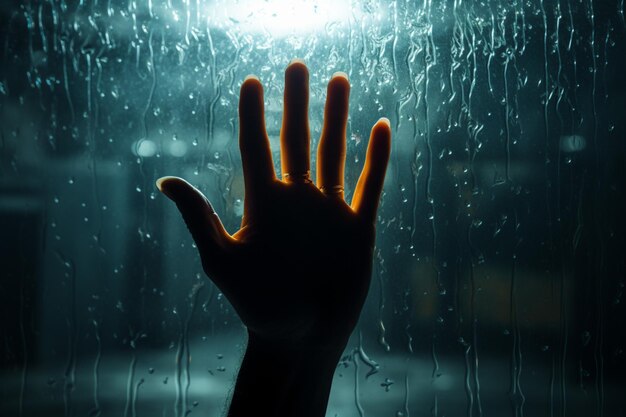 Zdjęcie siluweta łaski rąk ujawniona przez mistykę mokrego szkła