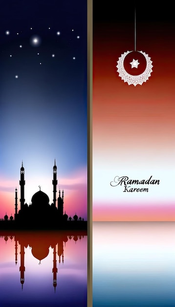 Zdjęcie siluweta spokojnego meczetu w twilight sky z integracją ramadanu kareema