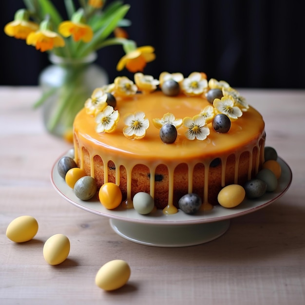 Simnel Cake Tradycyjny brytyjski wielkanocny lekki ciasto owocowe z marcepanem