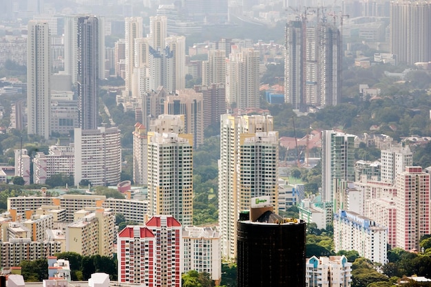 SINGAPUR 08 styczeń 2014 Miejski krajobraz Singapuru Widok Singapuru z góry z dachu wieżowca