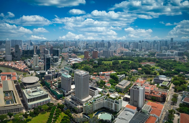 Singapur panoramę centrum dzielnicy biznesowej w dziennym tonie Vintage