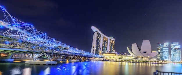 Singapur Skyline i widok Marina Bay