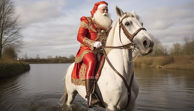 Sinterklaas op zijn paard w galopie