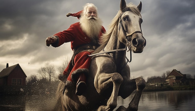Sinterklaas op zijn paard w galopie
