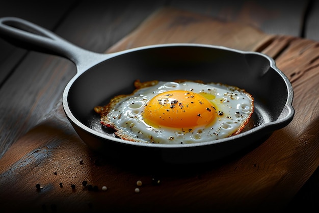 Sizzling Fried Egg na stole stworzony za pomocą narzędzi AI generatywnych