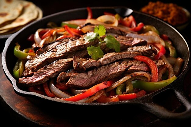 Zdjęcie sizzling steak fajitas