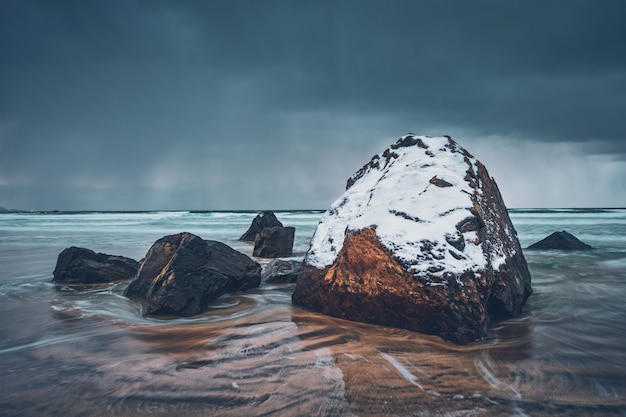 Skagsanden beach, Lofoty, Norwegia