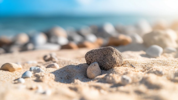 Skała na plaży, na której świeci słońce