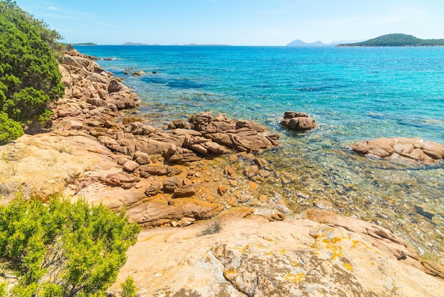 Skały na plaży liscia ruja w Costa Smeralda we Włoszech