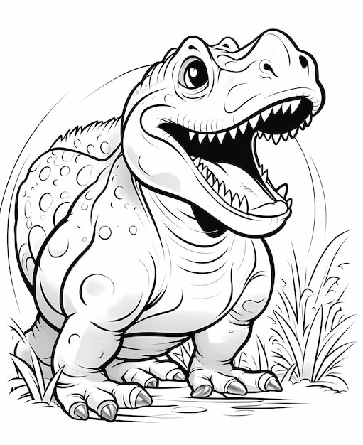 Skamieniałości dinozaura gruby styl kolorowania książek dla dziecibiałe tło