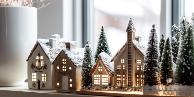 Skandynawska koncepcja świątecznej dekoracji domu Ilustracja AI GenerativexA