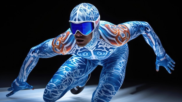 Skeleton sportowca ścigający się do linii mety