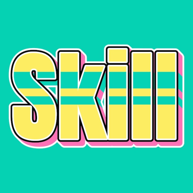 Skill Typography Vintage 90s 3d design żółty różowy tekst tło zdjęcie jpg