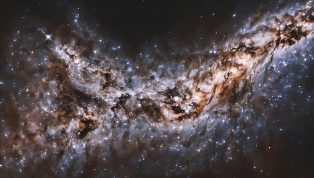 Skład wdzięcznie ukształtowanej galaktyki z formacją gwiazd AI Generative