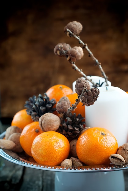 Skład z Tangerines, boże narodzenie dekoracja