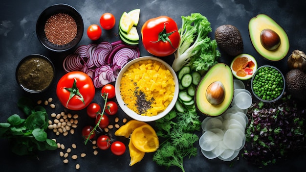 Składniki diety sałatkowej warzywnej i zdrowej żywności