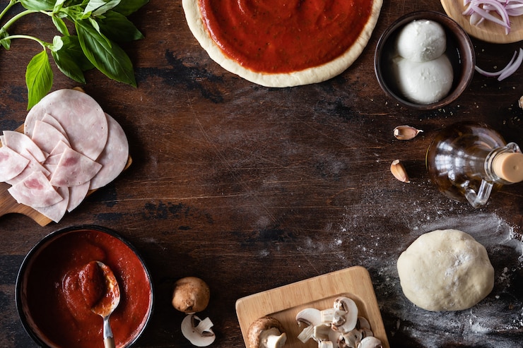 Zdjęcie składniki na tradycyjną włoską pizzę