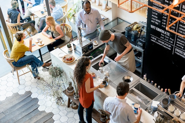 Sklep z kawą baru kontuaru restauraci relaksaci Cukierniany pojęcie