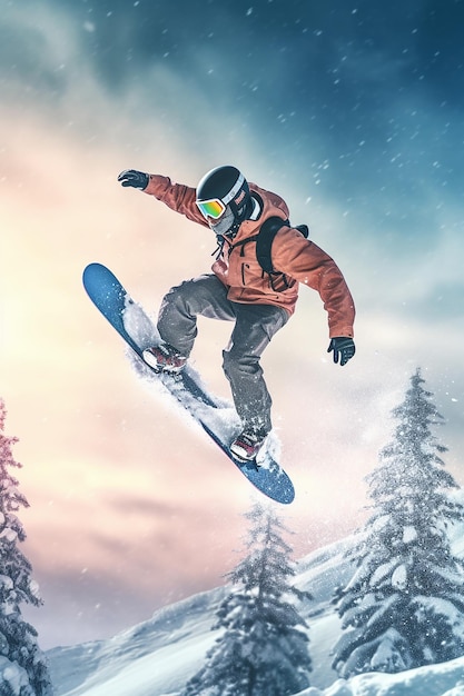 skok snowboardzisty