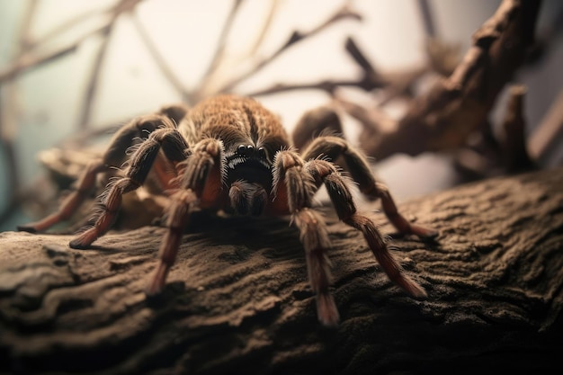 Skomplikowana tarantula czeka cierpliwie