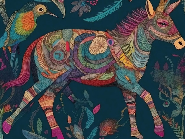 skomplikowanie szczegółowe kolorowe pojedyncze zwierzę