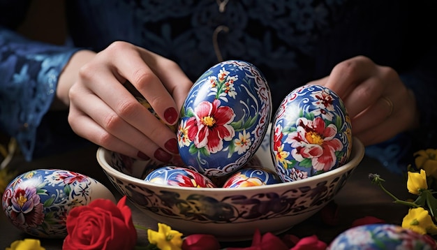 skomplikowany proces malowania jaj na stół HaftSeen