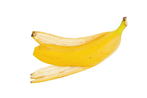 Skórka banana na białym tle Z widoku z góry