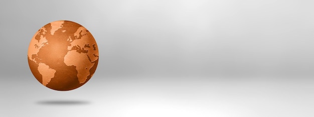 Zdjęcie skórzana światowa kula izolowana na białym tle ilustracja 3d horyzontalny baner