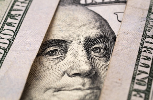 Zdjęcie skrajne przeznaczone do walki radioelektronicznej stu bill portret franklina makro american papierowych pieniędzy