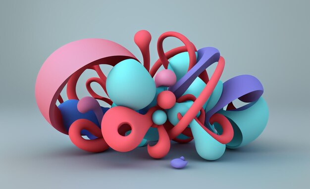 Skręcona kalejdoskopowa ilustracja 3D kolorowych kształtów geometrycznych