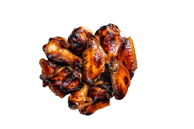 Skrzydełka z kurczaka BBQ w sosie Barbecue Pojedynczo na białym tle