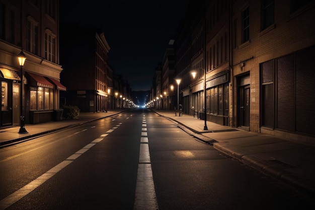 Skrzyżowanie dróg miejskich przyćmione latarnie uliczne, widok na ulicę, tapeta tło ilustracja