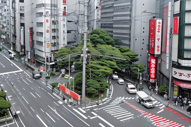 Skrzyżowanie w Tokio w Japonii