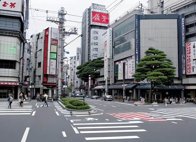 Skrzyżowanie w Tokio w Japonii