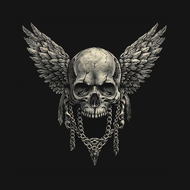 Skull vintage ilustracja do projektu koszulki