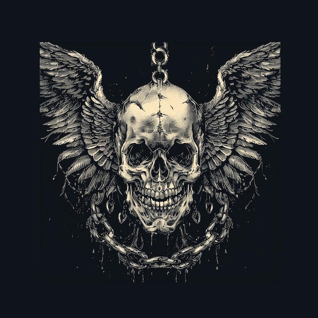 Skull vintage ilustracja do projektu koszulki