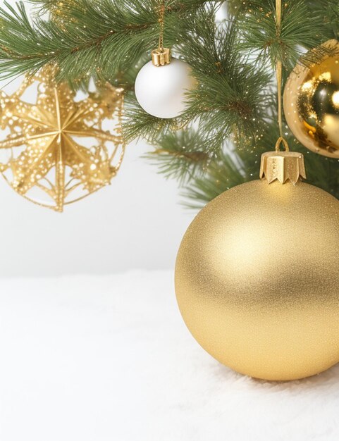 skupienie się na świątecznej złotym dekoracji na białym na przytulnym rozmytym tle