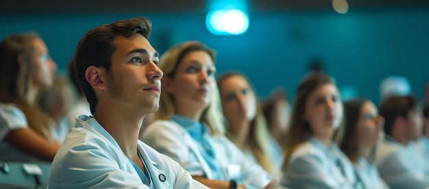 Zdjęcie skupiona grupa ludzi na seminarium, nastawienie, uważna publiczność, słuchanie, zaangażowani uczestnicy, uczenie się, wydarzenie konferencyjne, sztuczna inteligencja