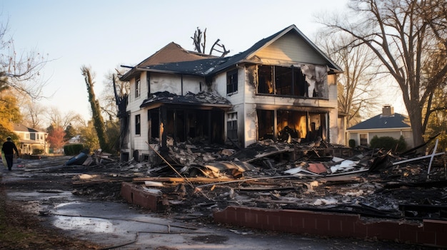 Skutki pożaru domu