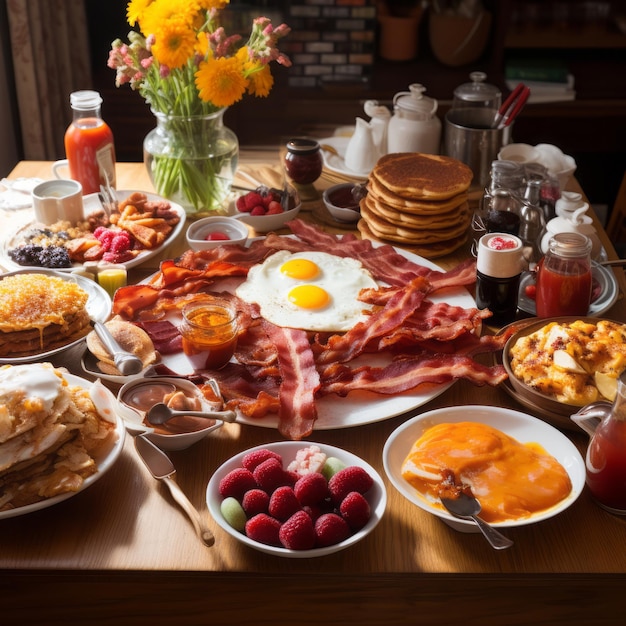 Skwierczący bekonowy brunch