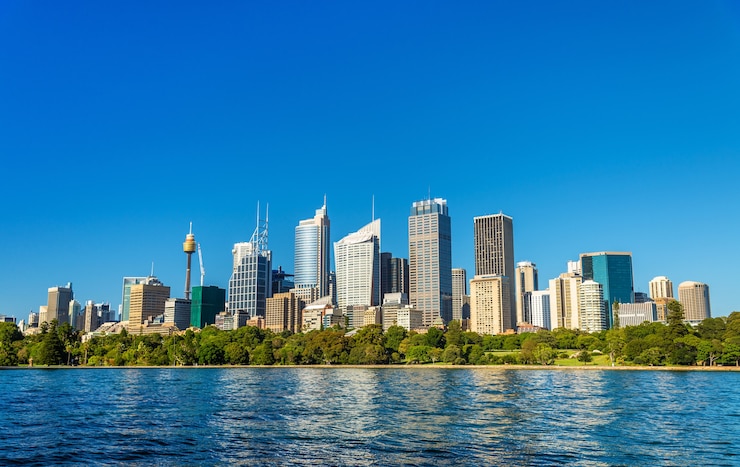 Zdjęcie skyline centralnej dzielnicy biznesowej sydney - australia, nowa południowa walia