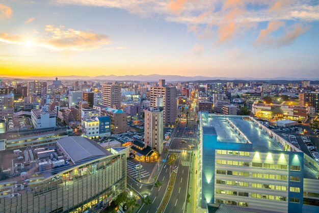 Skyline centrum miasta Miyazaki w Kyushu w Japonii