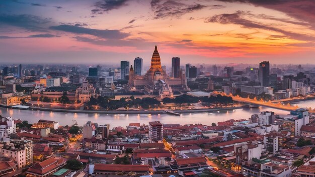 Skyline miasta Phnom Penh w Kambodży