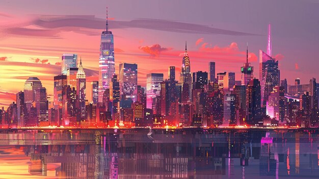 skyline miasta z słowem nyc na nim