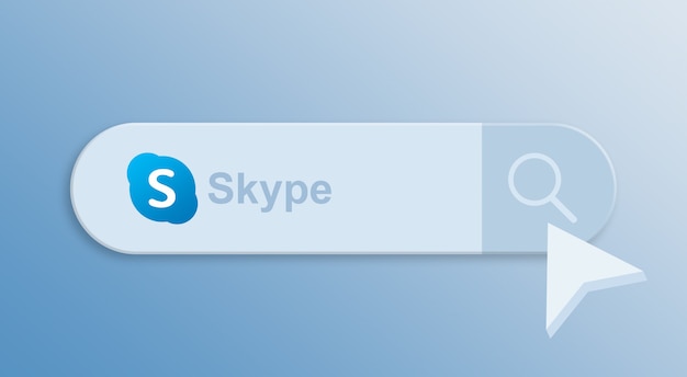 skype na pasku wyszukiwania z kursorem myszy 3d