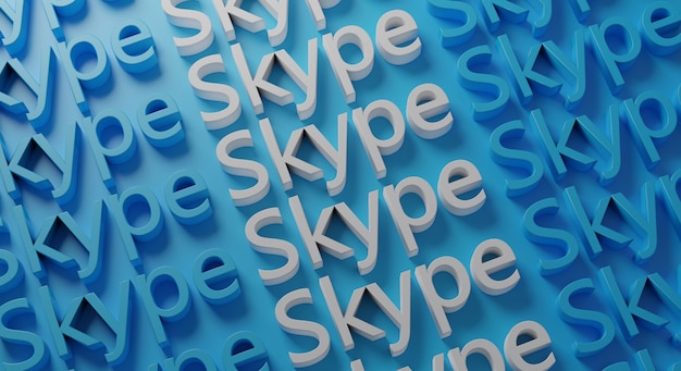 Skype Wiele Typografii Na Niebieskiej ścianie