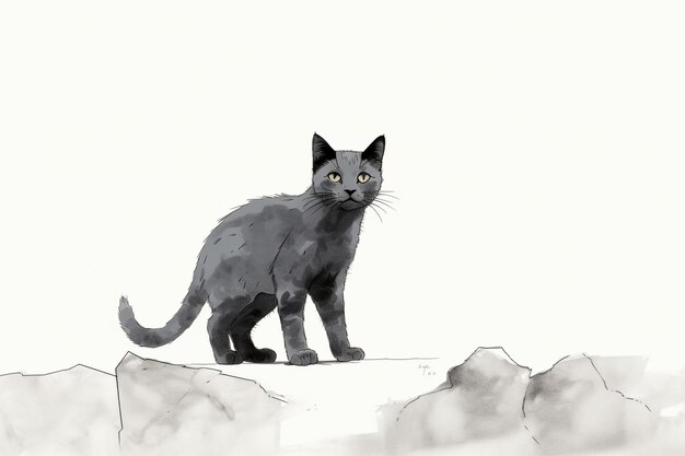 Slate Skies A Simple MiyazakiTinting Sketch of cat