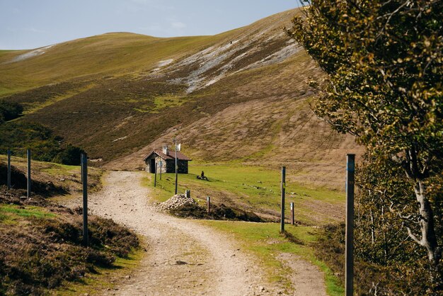 Śledź Pireneje Od St Jean Pied Du Port Do Roncevaux Na Camino Frances Do Santiago De Compostela. Zdjęcie Wysokiej Jakości