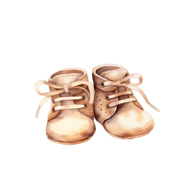 Śliczna akwarela ilustracja małych butów dziecięcych